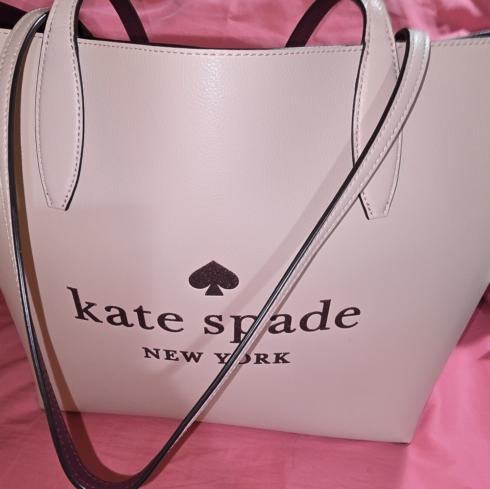 Kate Spade reversable Glitter On Blush Pink Tote Bag With Pouch